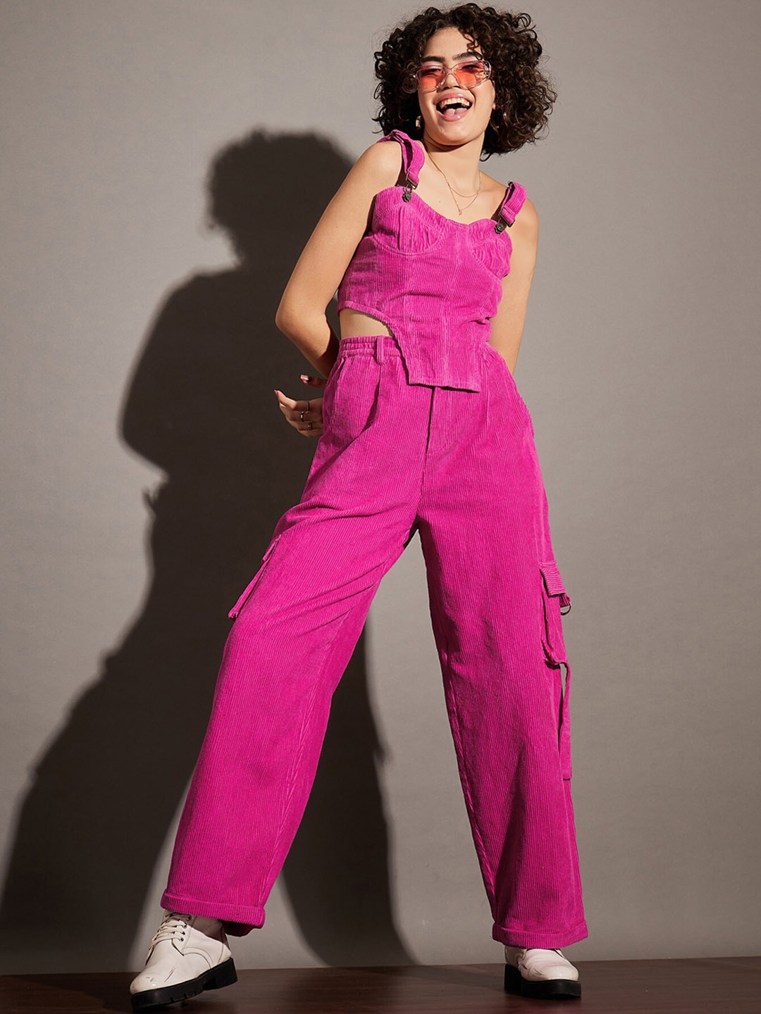 

SASSAFRAS Pink Pure Cotton Top With Cargo Pants