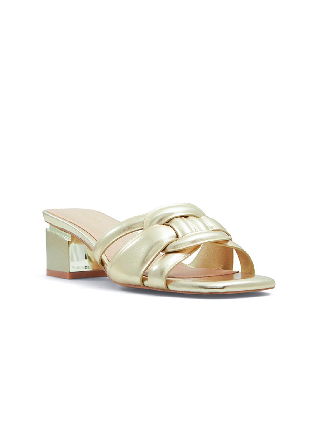 

ALDO Strappy Open Toe Block Heels, Gold