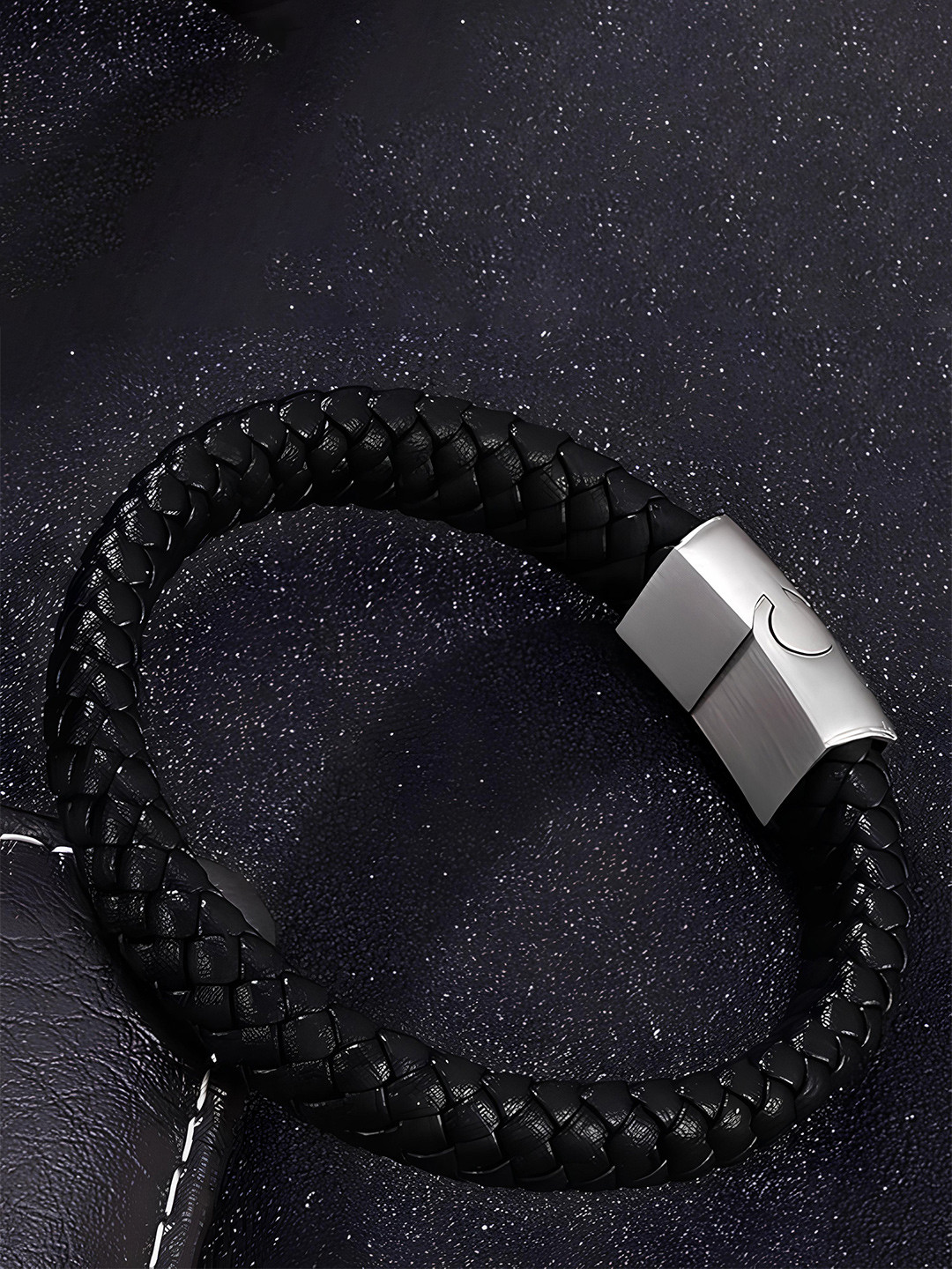 

KARISHMA KREATIONS Men Leather Wraparound Bracelet, Black