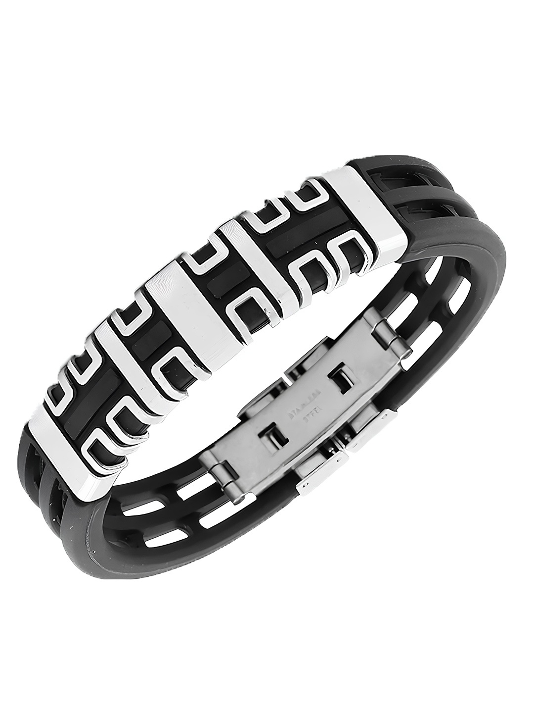 

KARISHMA KREATIONS Unisex Leather Silver-Plated Wraparound Bracelet