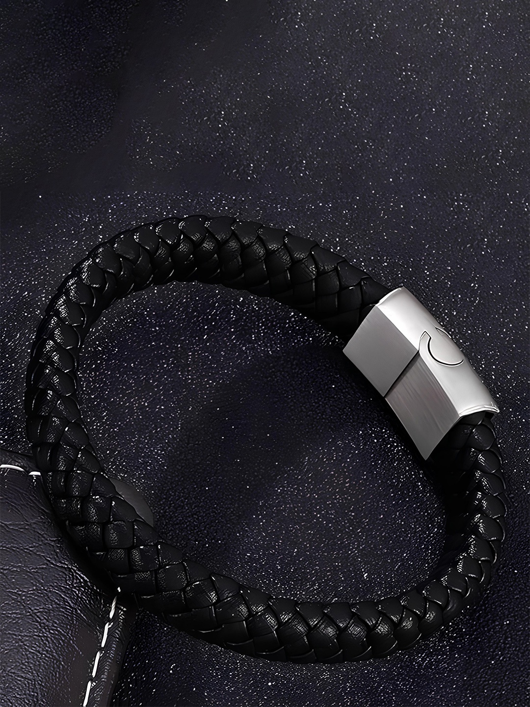 

KARISHMA KREATIONS Men Leather Wraparound Bracelet, Black