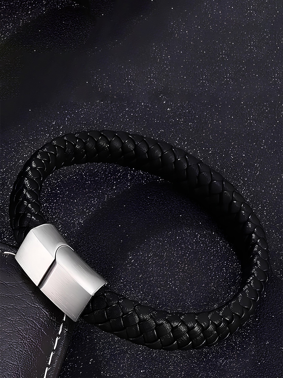 

KARISHMA KREATIONS Leather Braided Wraparound Bracelet, Black