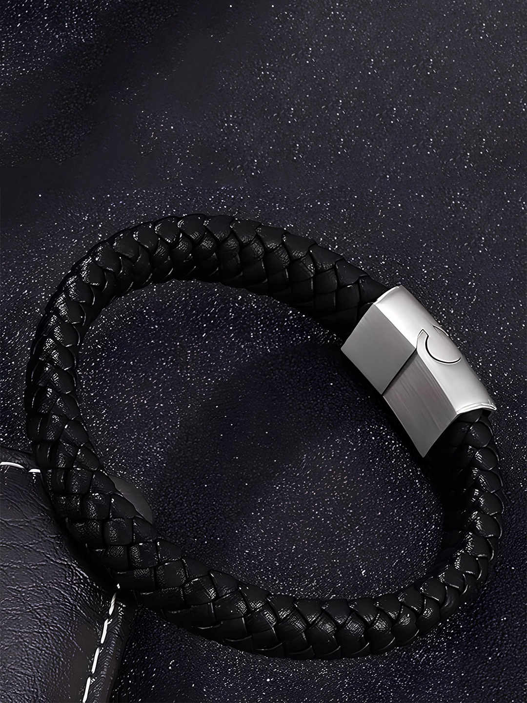 

KARISHMA KREATIONS Men Leather Wraparound Bracelet, Black