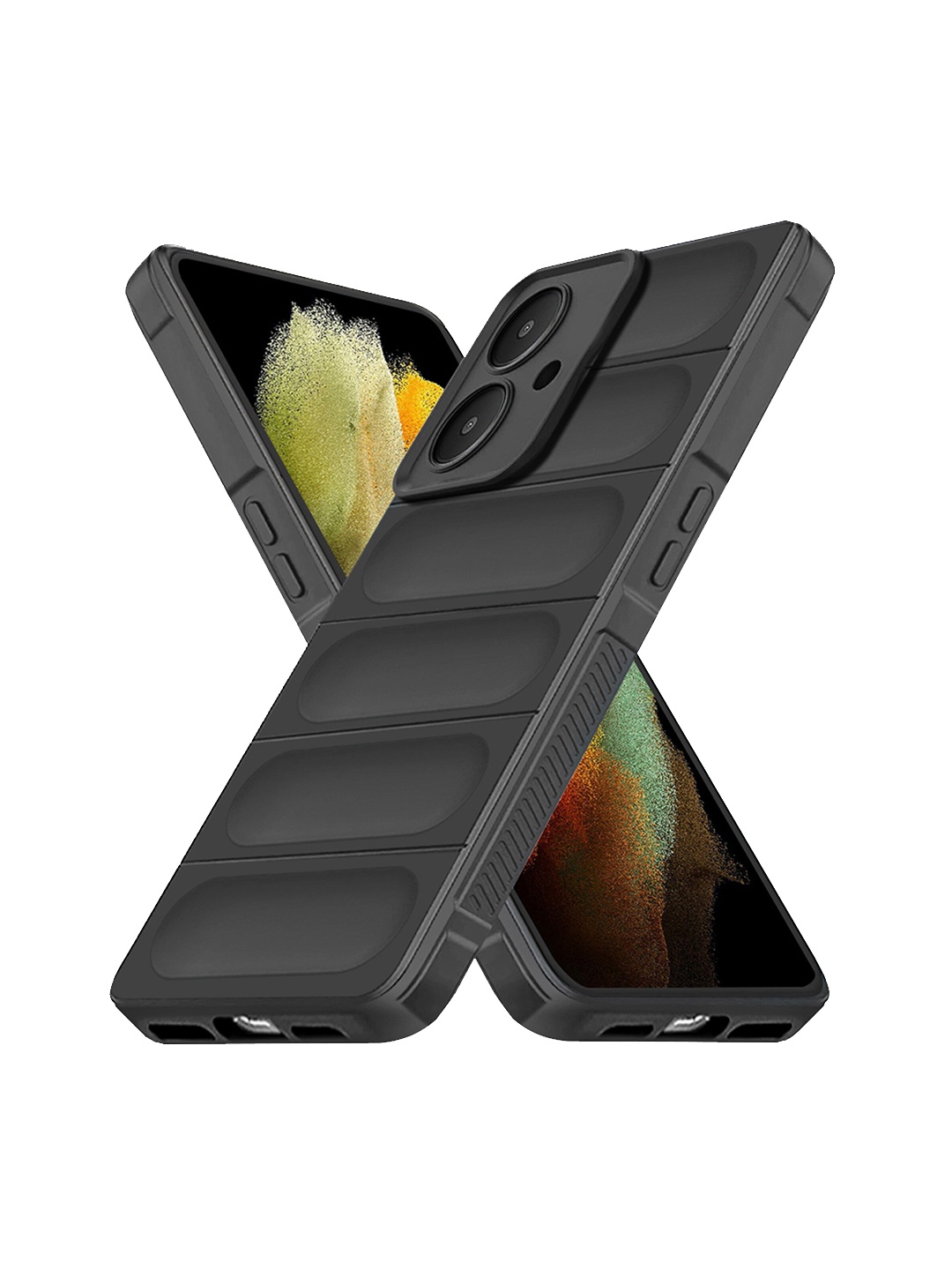 

Karwan Redmi Mi 13C 5G Back Hybrid Puffer Back Case, Black