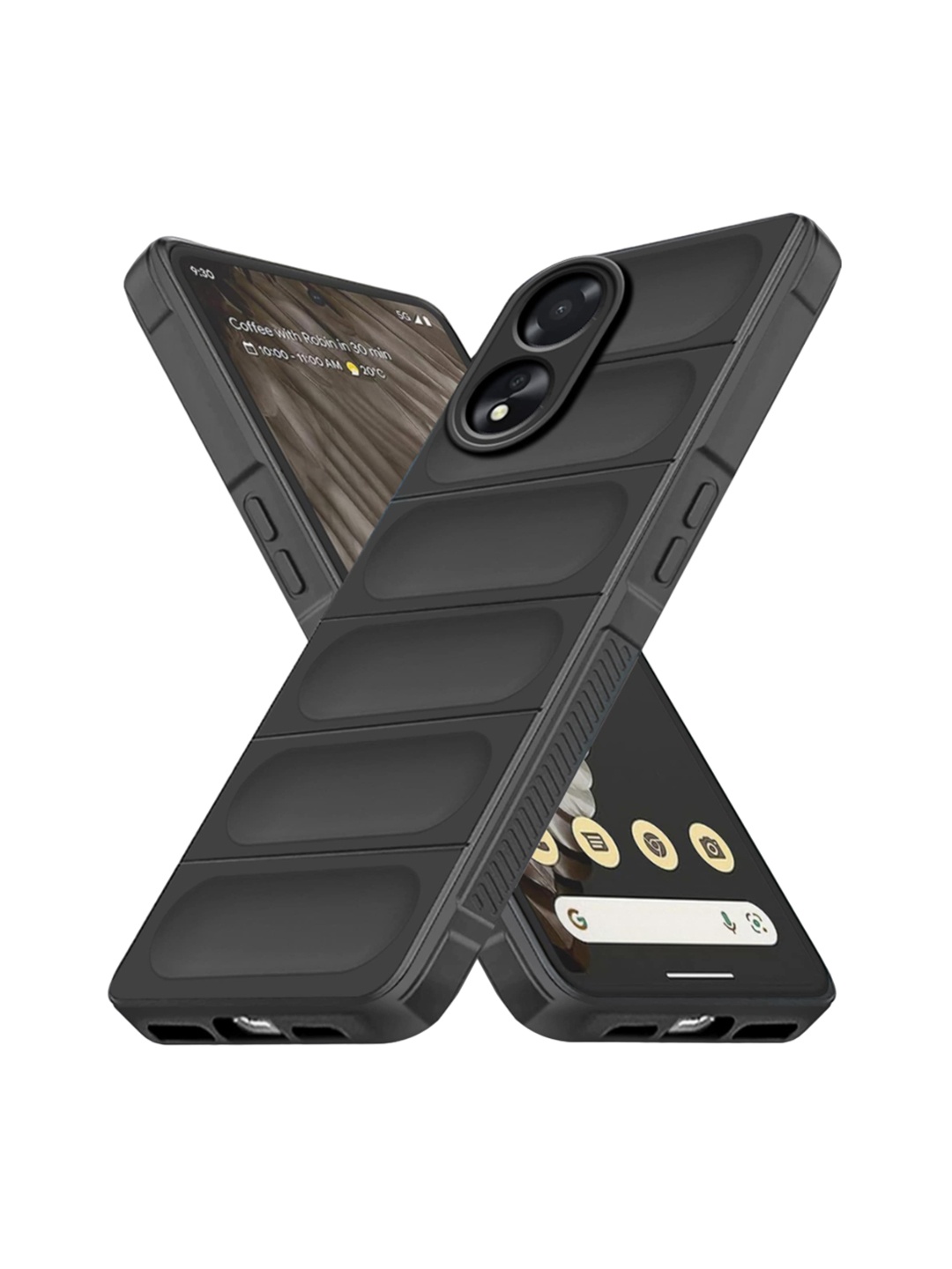 

Karwan Oppo A38 Hybrid Puffer Back Case, Black