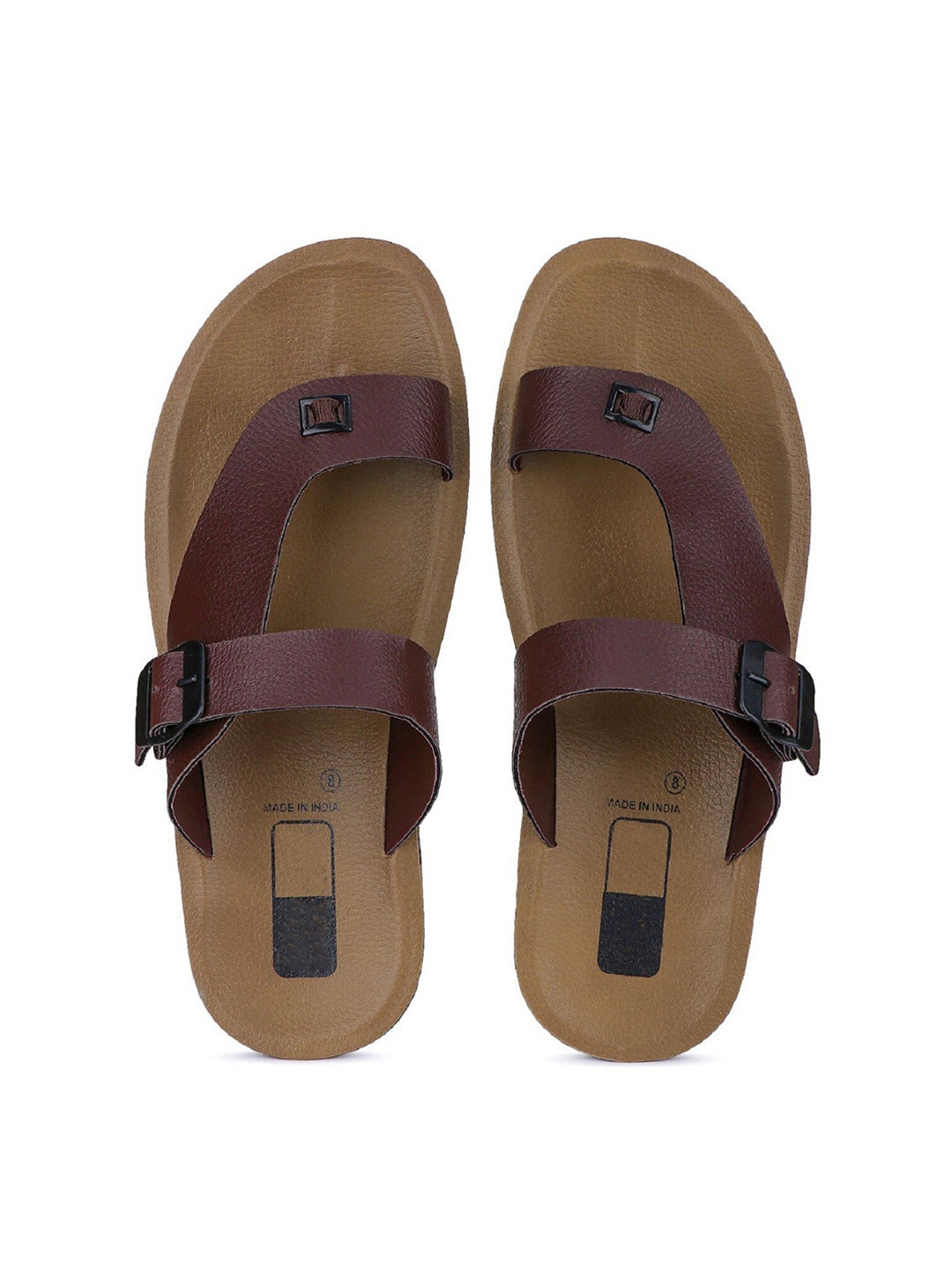 

BERSACHE Buckle Detailed One Toe Sandal, Brown