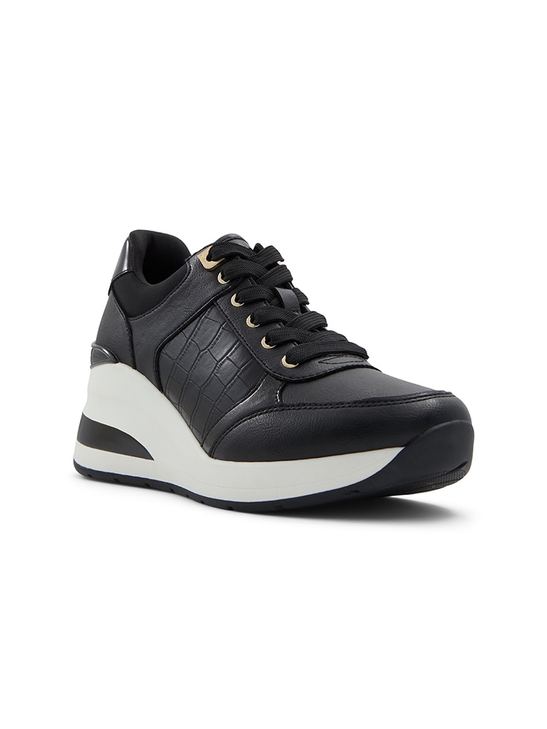 

ALDO Women Textured Round Toe Sneakers, Black