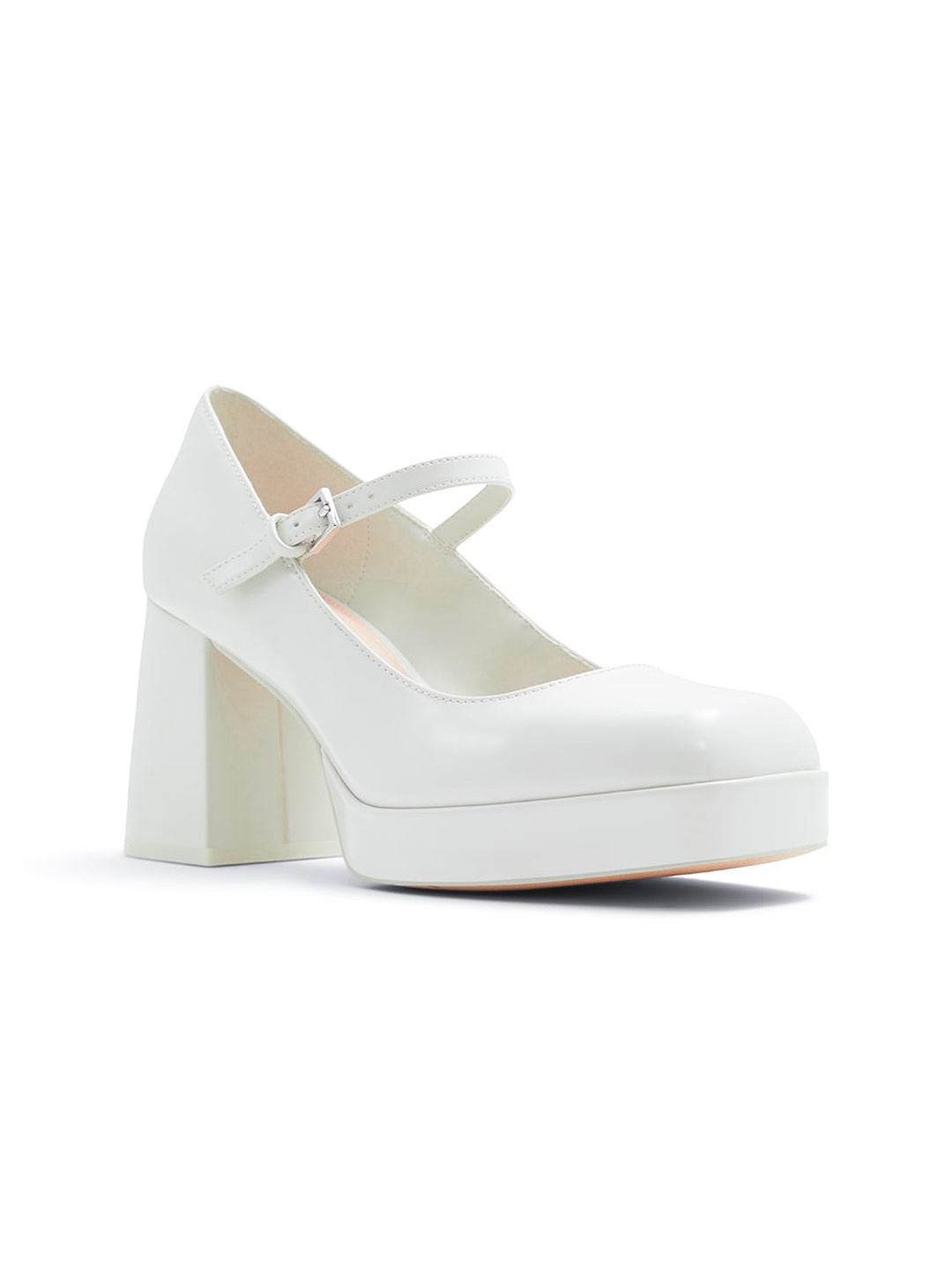 

ALDO Round Toe Block Heeled Pumps, White