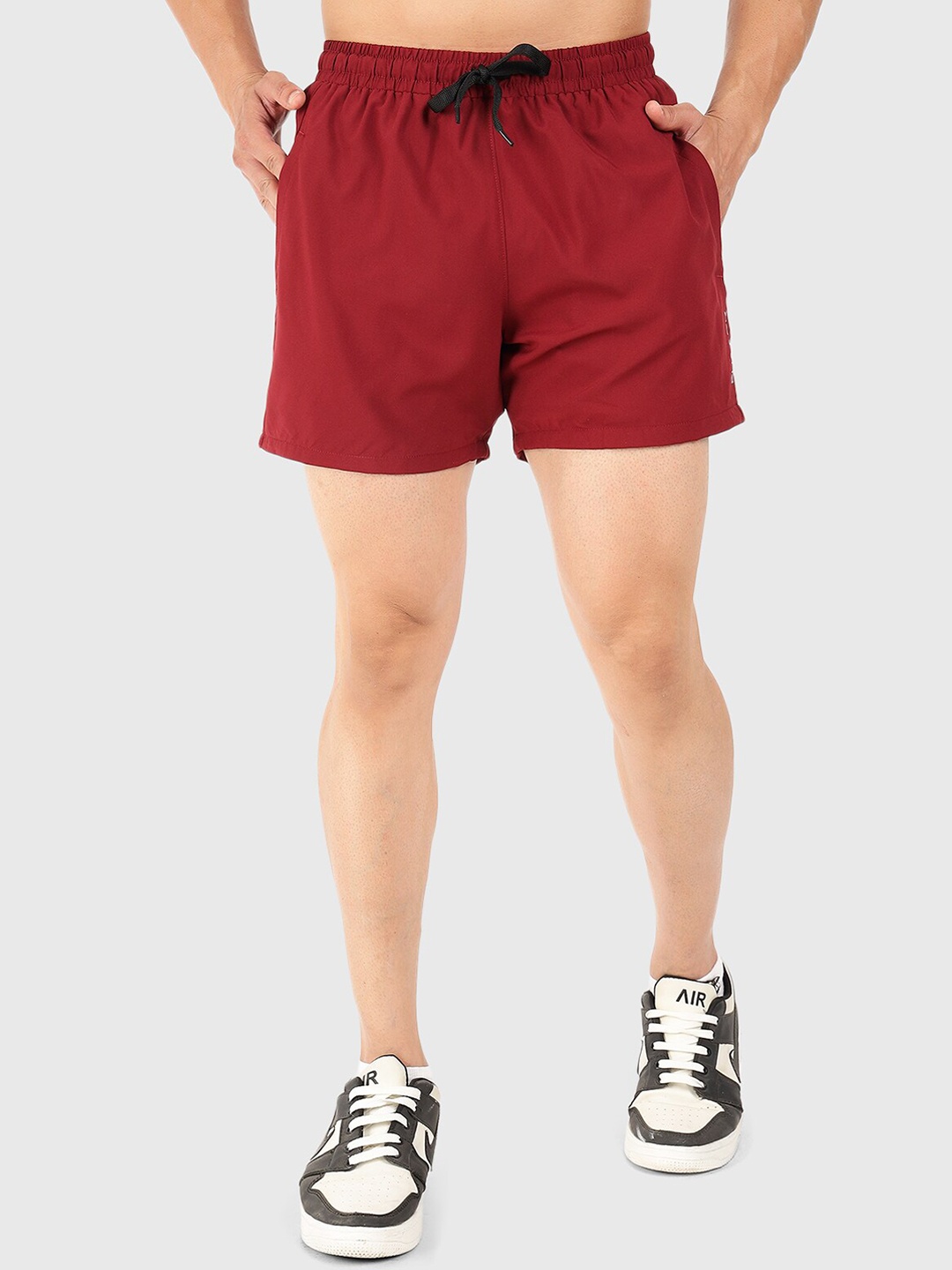 

FUAARK Men Mid-Rise Dri-FIT Sports Shorts, Maroon