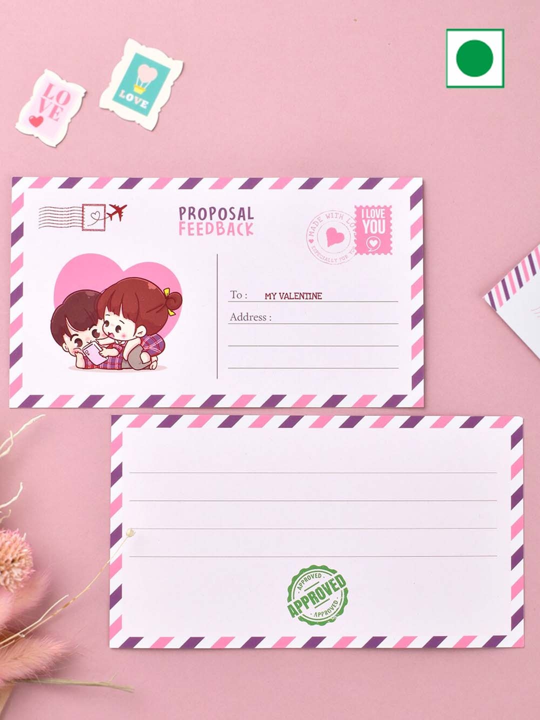 

RawFruit 2Pcs printed Proposal Feedback Postcard & Greeting Card Set, Pink