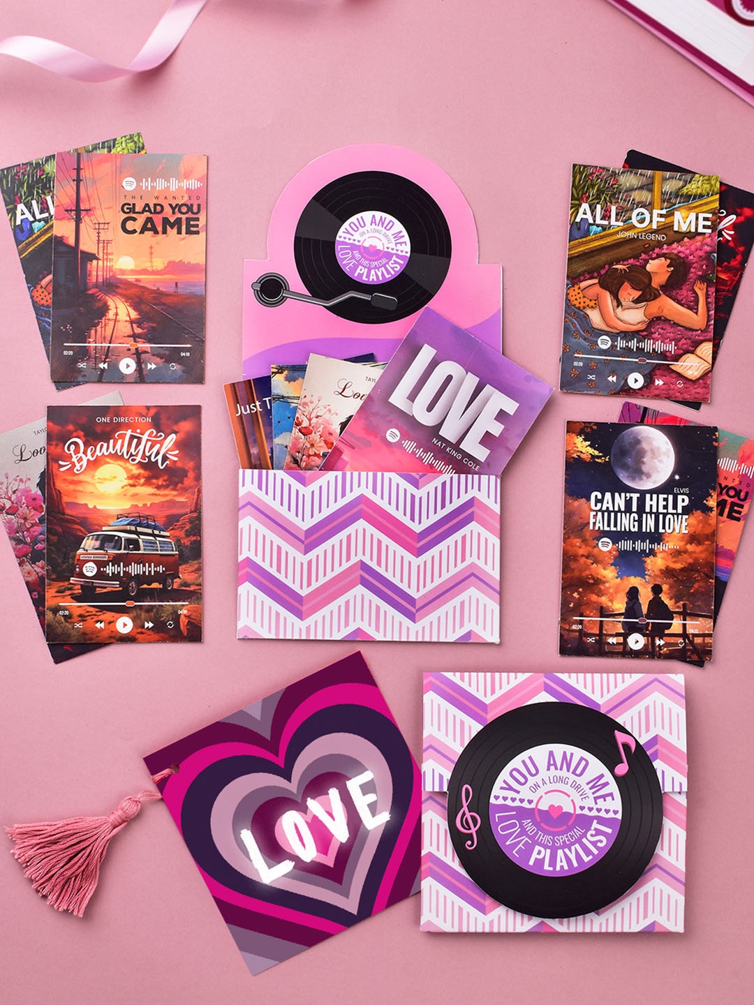 RawFruit Set Of 8 Romantic Song Cards by Unforgettable for Couples, Purple
