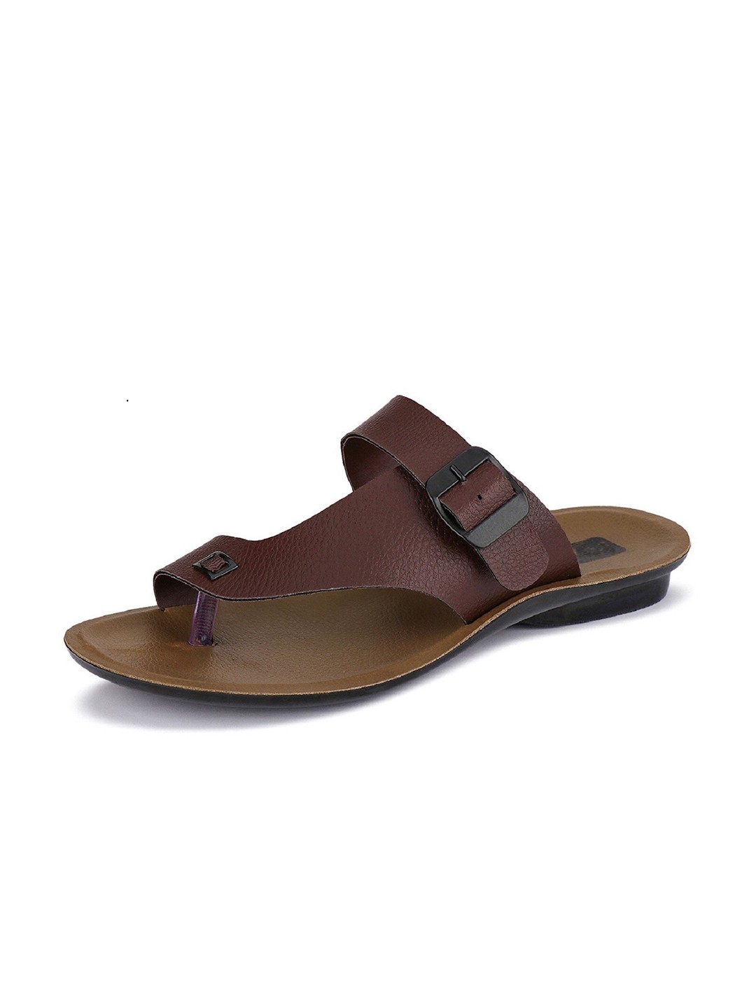 

BERSACHE Buckle Detailed Canvas Comfort Sandals, Brown
