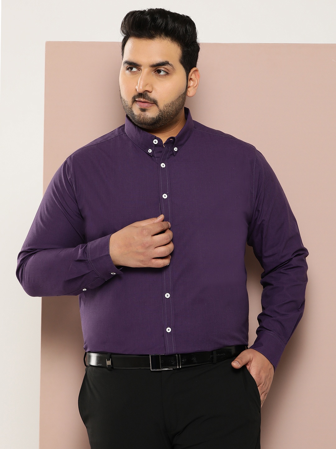 

Sztori Men Plus Size Smart Formal Pure Cotton Shirt, Purple