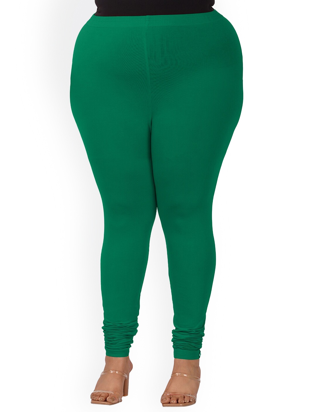 

indian flower Plus Size Churidar Leggings, Green