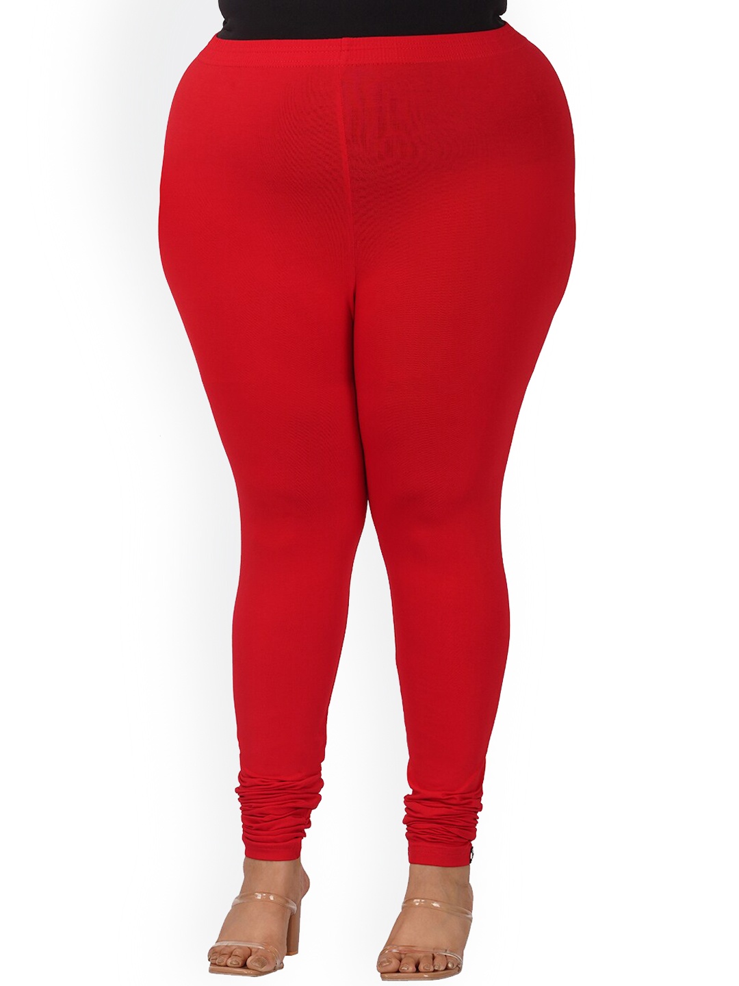 

indian flower Plus-Size Churidar Leggings, Red