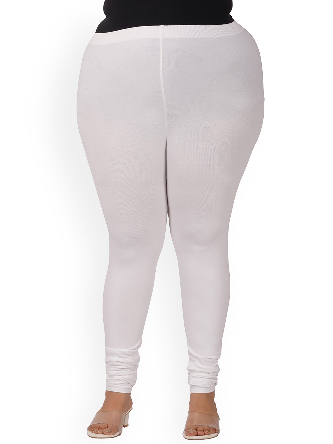 

indian flower Plus Size Churidar Length Leggings, White
