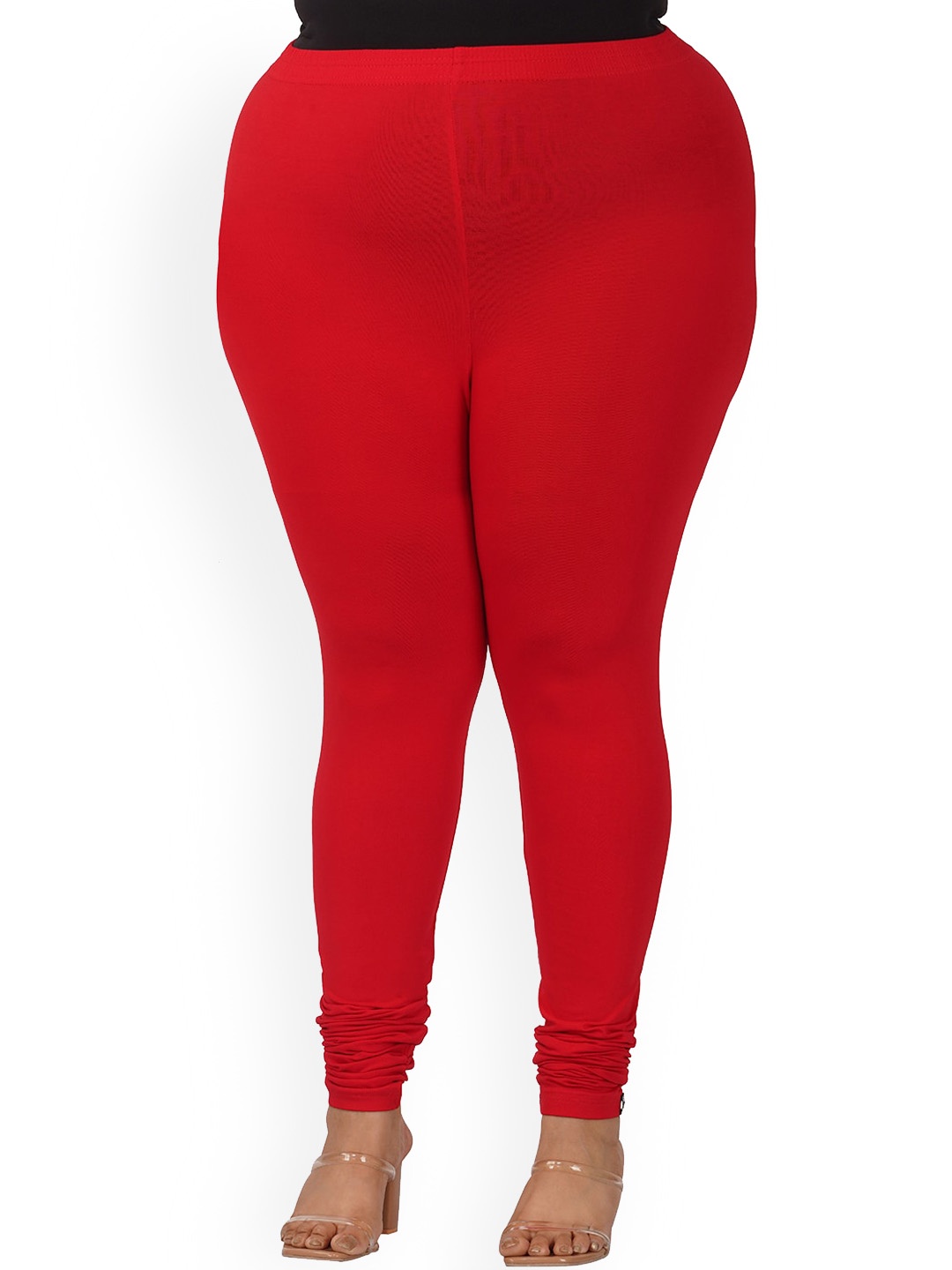 

indian flower Plus-Size Churidar Leggings, Red