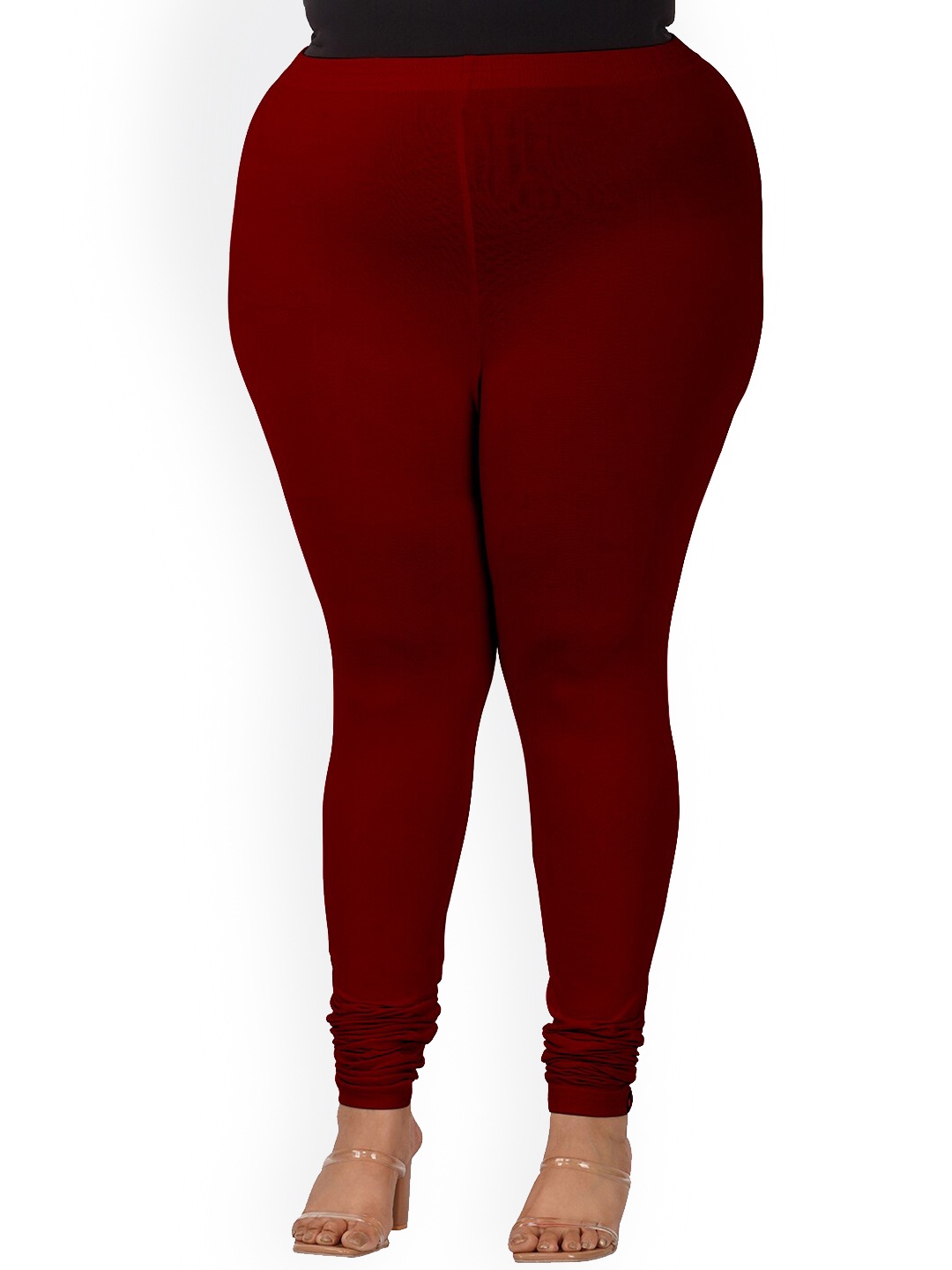 

indian flower Plus Size Churidar Leggings, Maroon