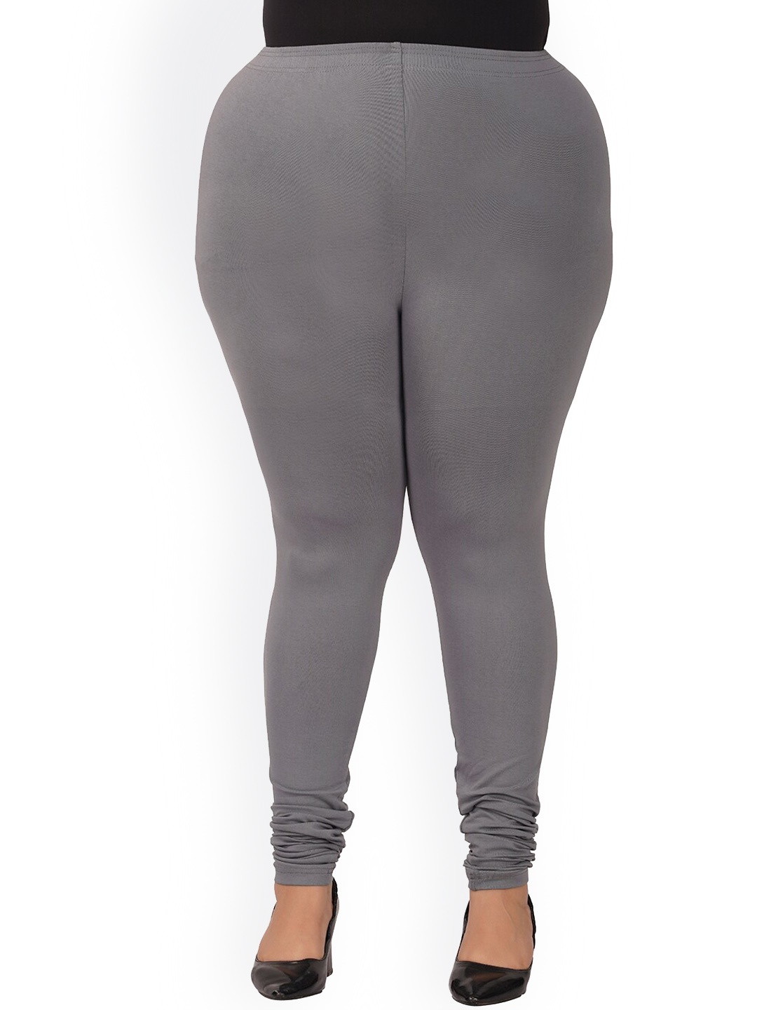 indian flower Women Plus-Size Churidar Leggings, Grey