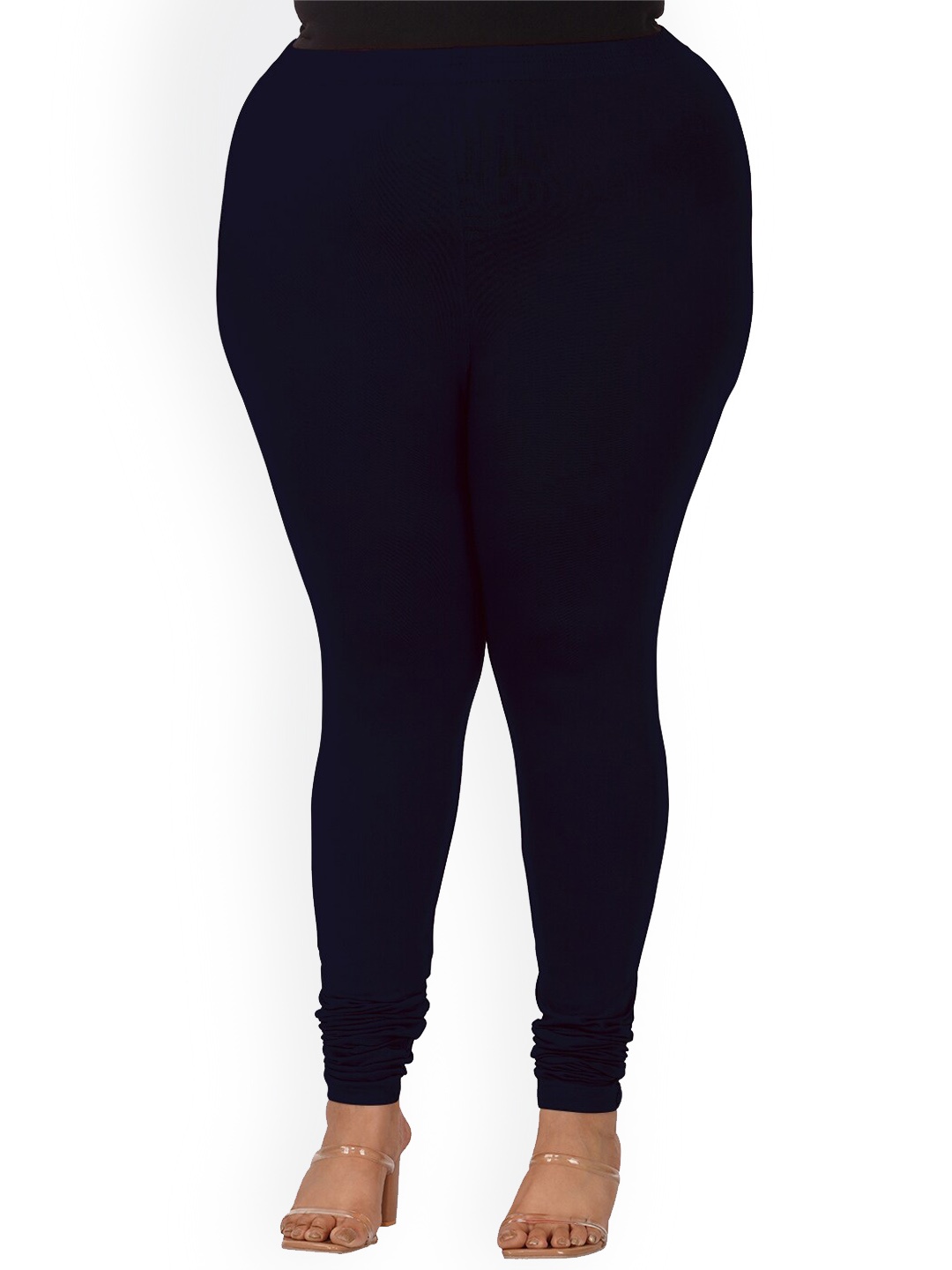 

indian flower Plus-Size Churidar Leggings, Navy blue