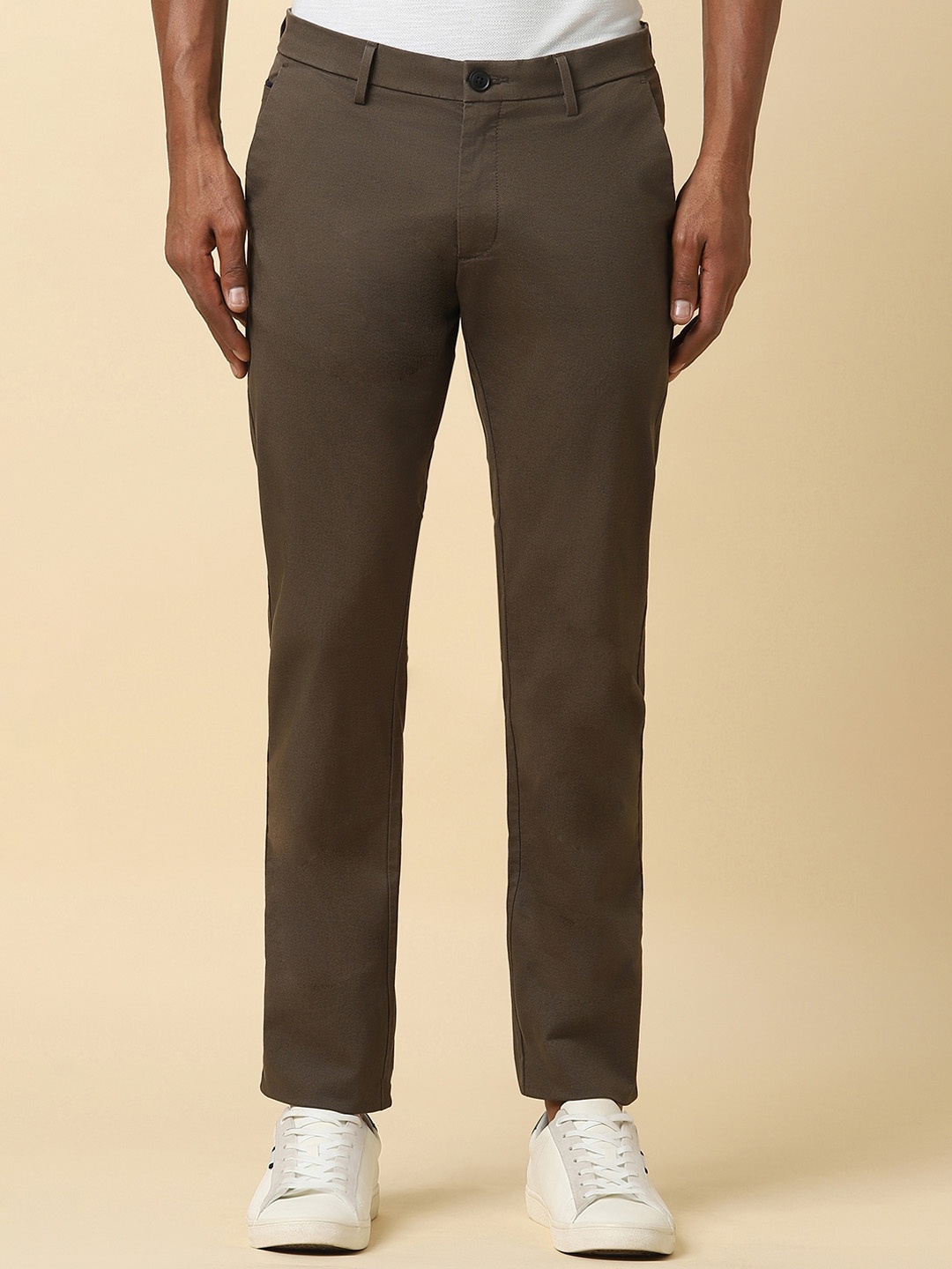 

Allen Solly Men Slim Fit Mid Rise Trousers, Brown