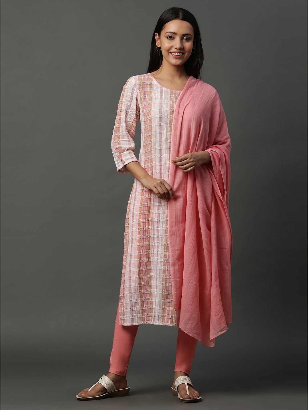 

AURELIA Pure Cotton Dupatta, Peach