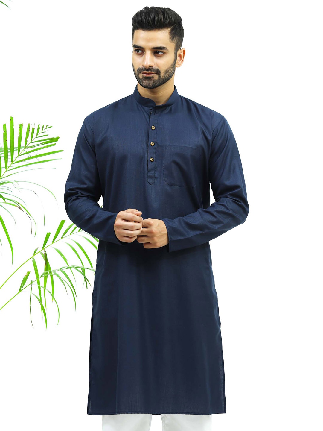 

BLUESAANCHI Men Regular Kurta with Pyjamas, Navy blue