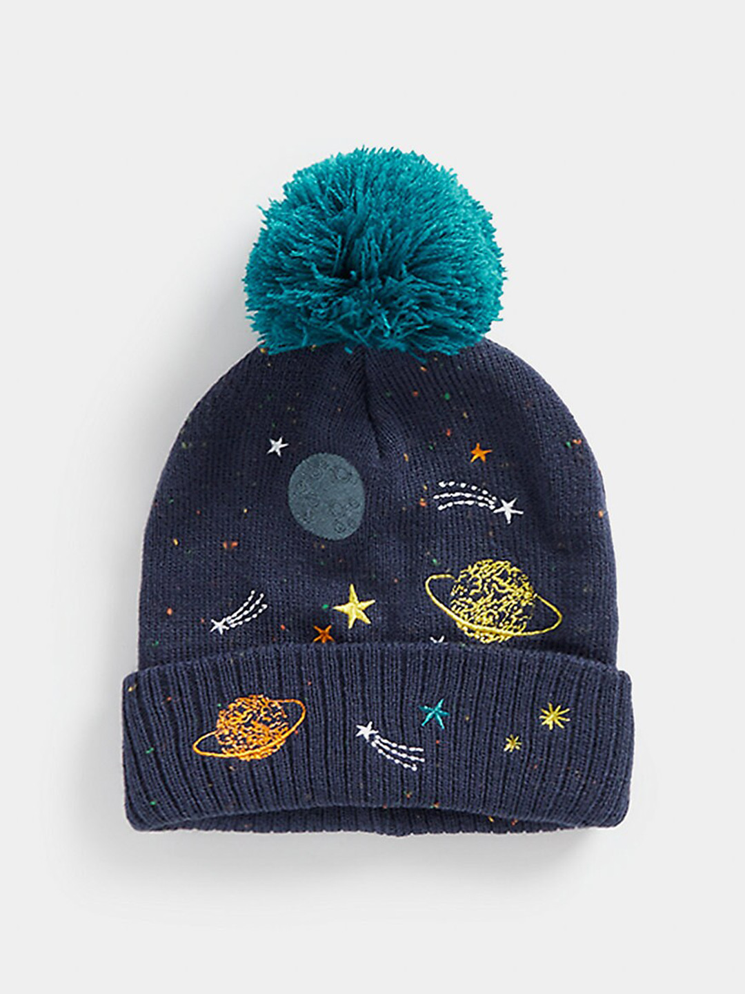 

mothercare Kids Conversational Printed Beanie Cap, Navy blue