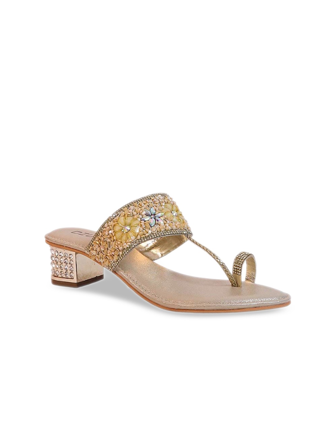 

Ozuri Embellished One Toe Block Heels, Gold