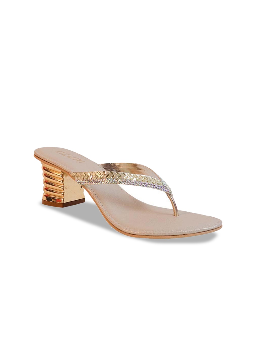 

Ozuri Embellished Open Toe Block Heels, Rose gold