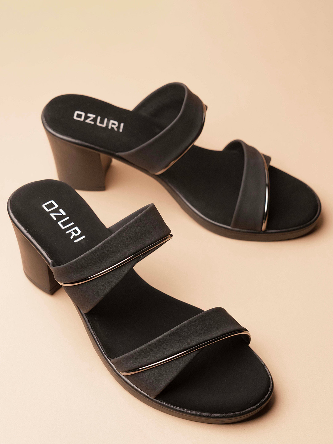 

Ozuri Open Toe Block Heels, Black