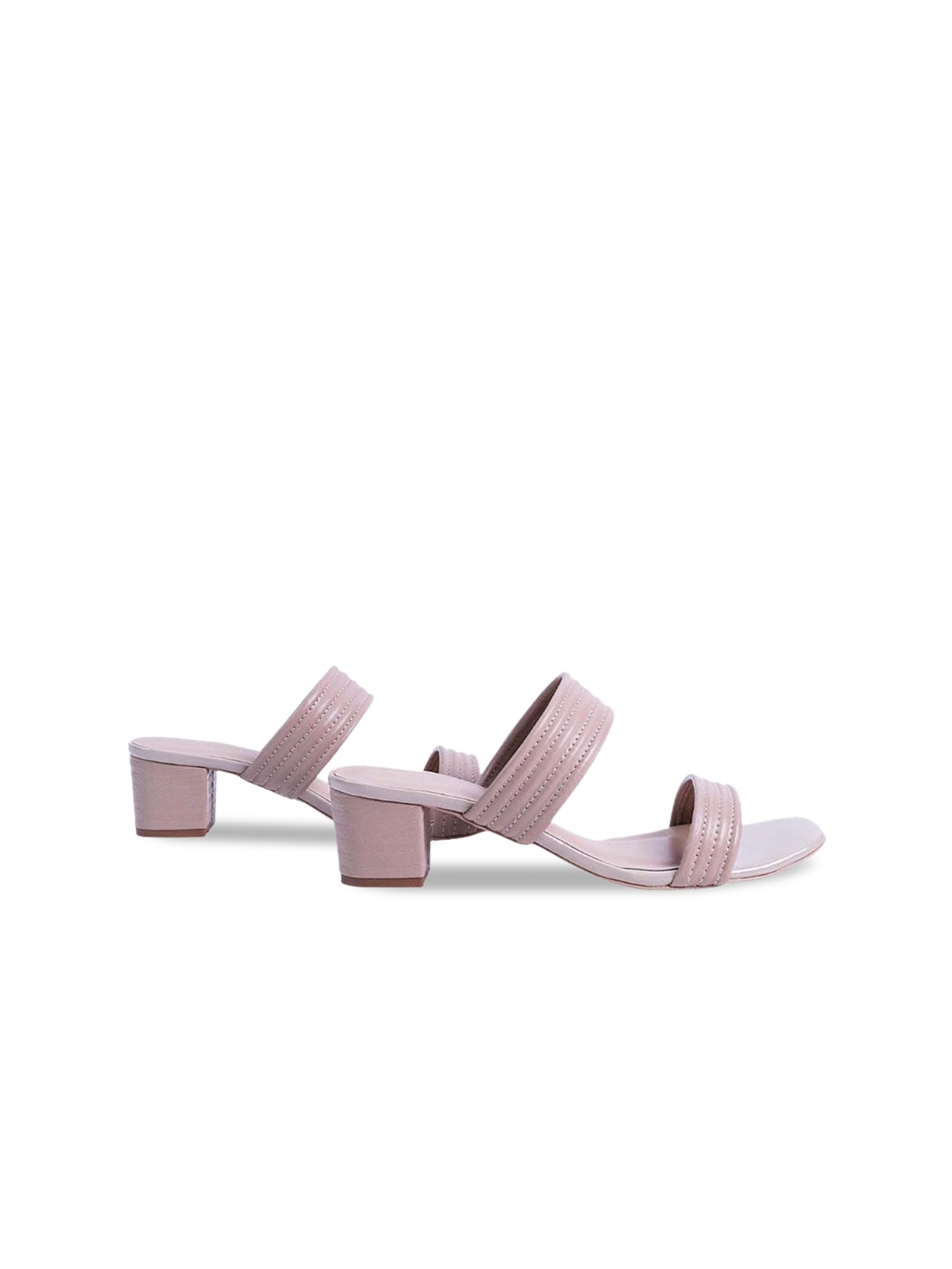 

Ozuri Textured Open Toe Block Heels, Beige