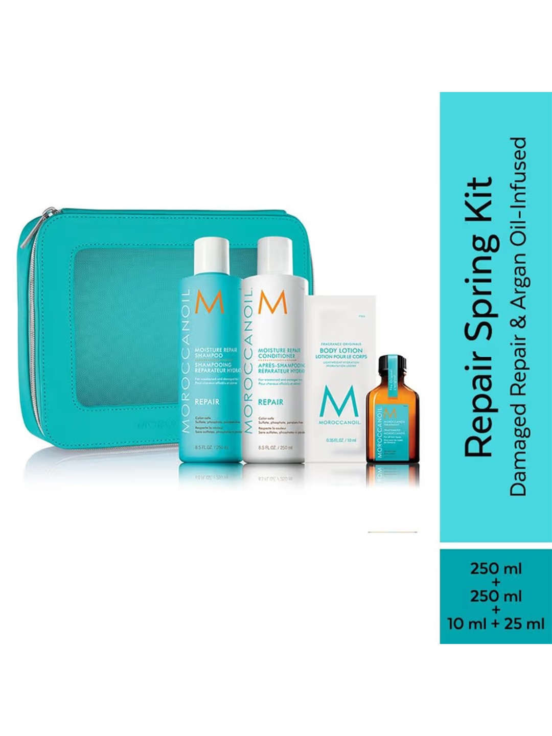

MOROCCANOIL Spring Repair Kit 2024 - Shampoo + Conditioner + Body Lotion + Treatment Oil, Blue