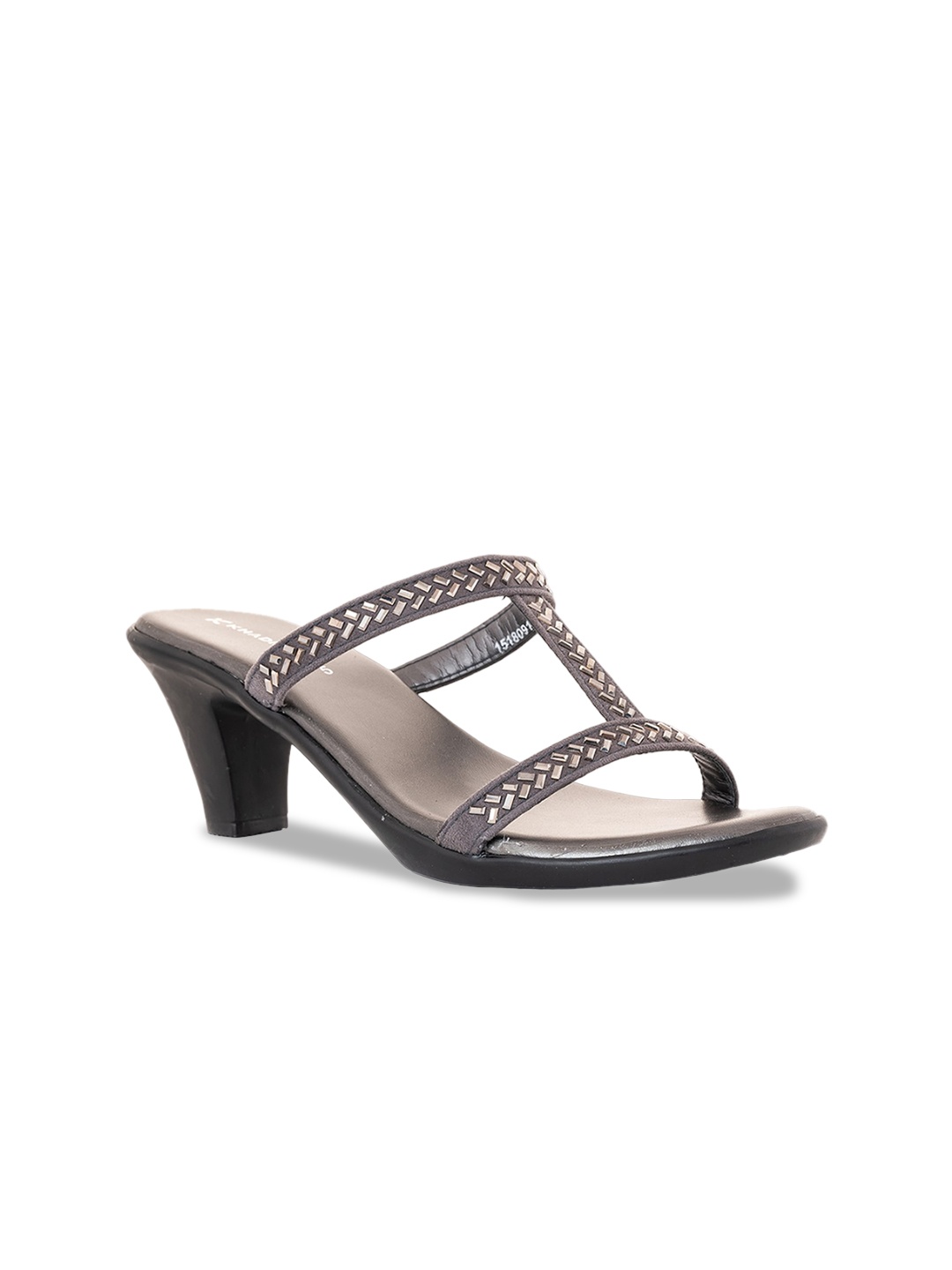 

Khadims Embellished Open Toe Block Heels, Grey