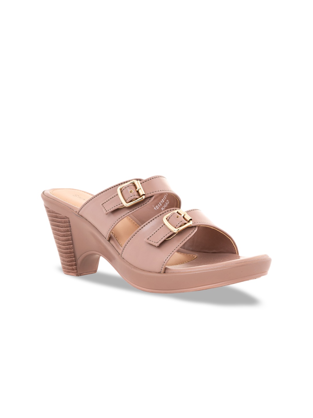 

Khadims Buckle Detail Open Toe Block Heels, Pink