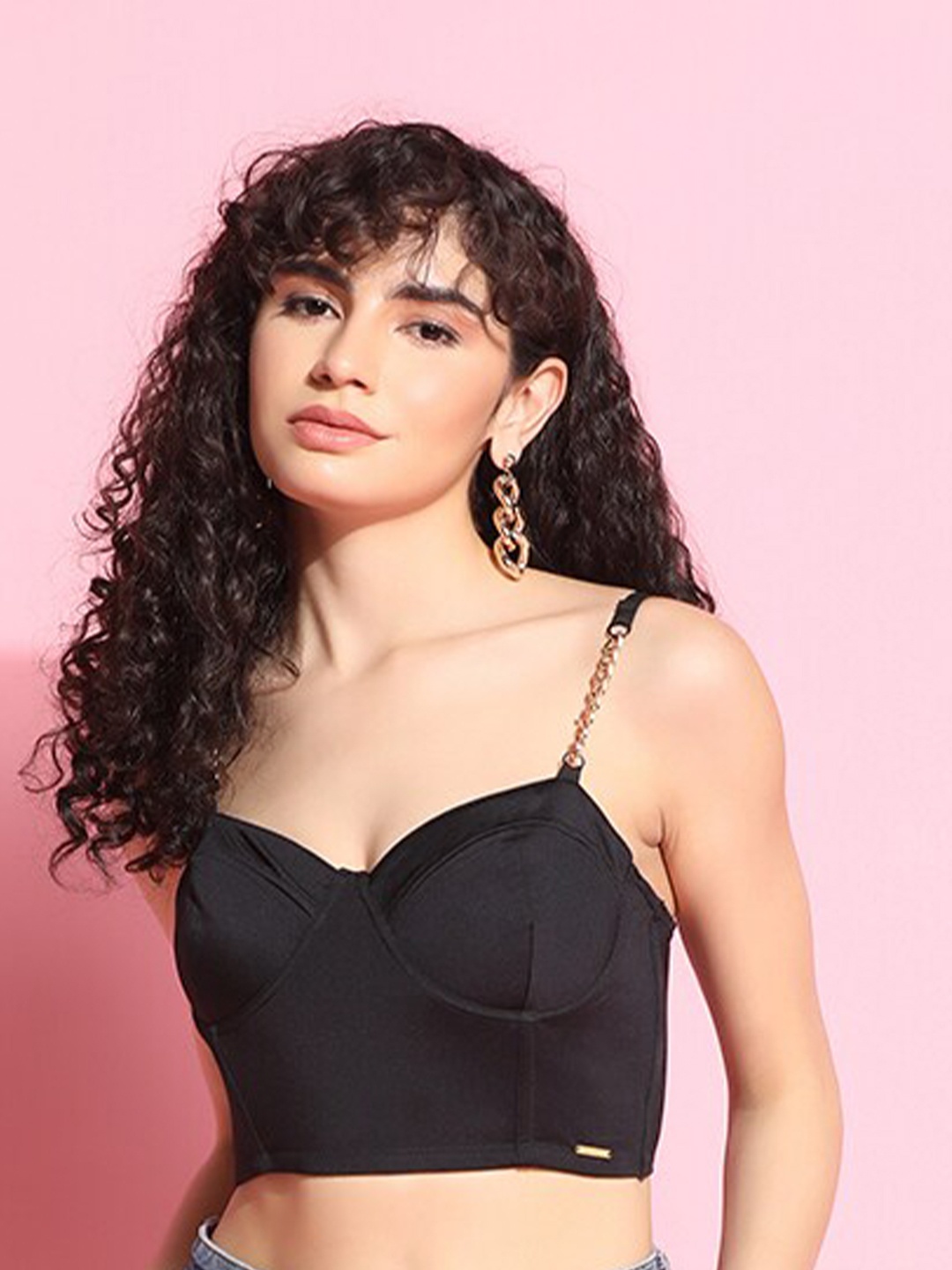 

Da Intimo Bralette Medium Coverage Lightly Padded Bralette Bra With All Day Comfort, Black