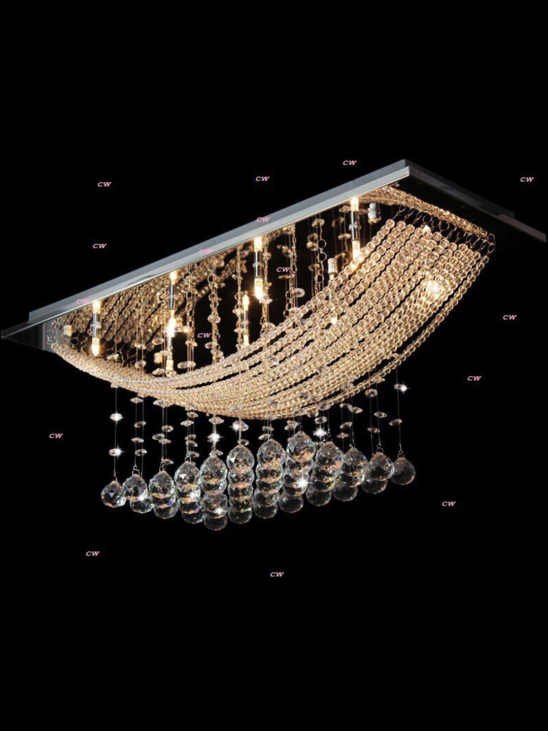

crysta world Yellow & White Textured Glass Quirky Rectangle Ceiling Lamps
