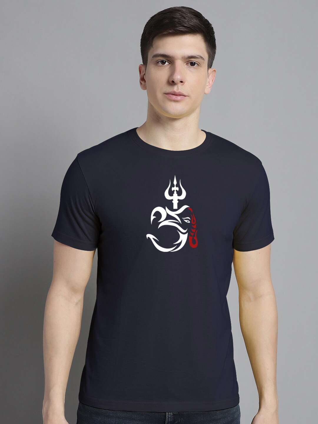 

FBAR Typography Printed Raw Edge Slim Fit T-shirt, Navy blue