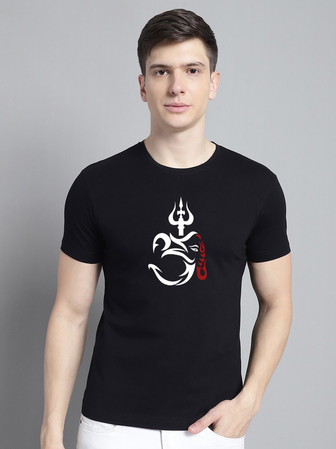 

FBAR Typography Printed Raw Edge Slim Fit T-shirt, Black