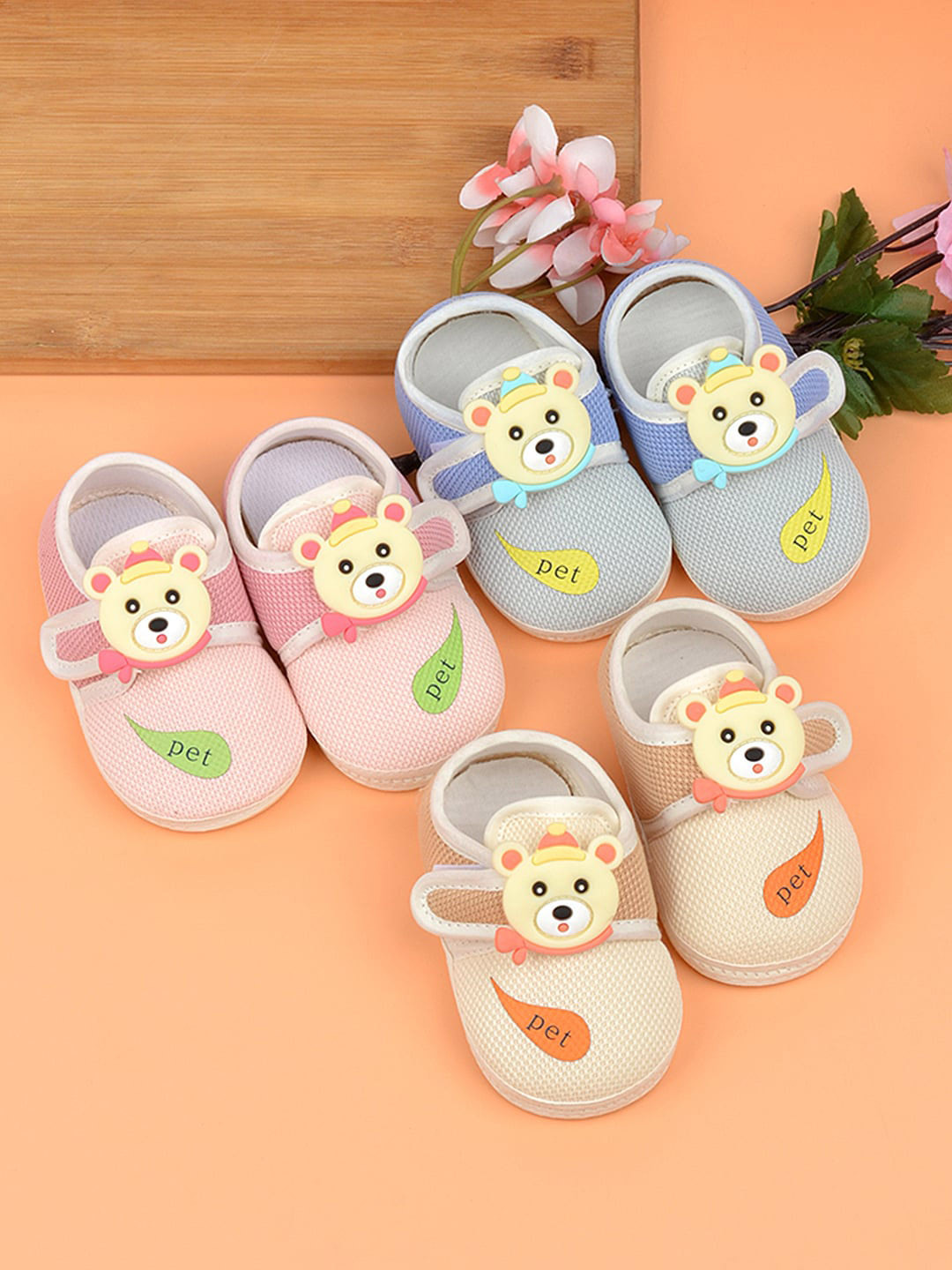 

FOOTPRINTS Kids Set Of 3 Textured Round Toe Slip-On Sneakers, Pink