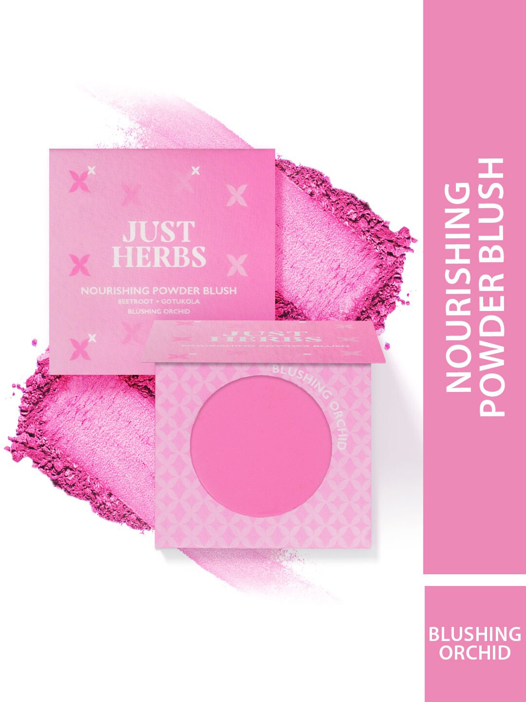 

Just Herbs Nourishing Powder Blush with Beetroot & Gotukola 3.5g - Blushing Orchid, Pink