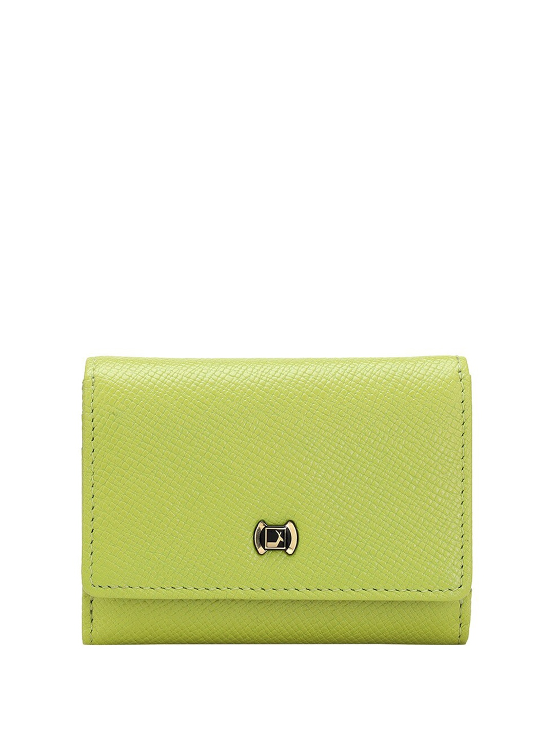 

Da Milano Women Textured Leather Three Fold Wallet, Green
