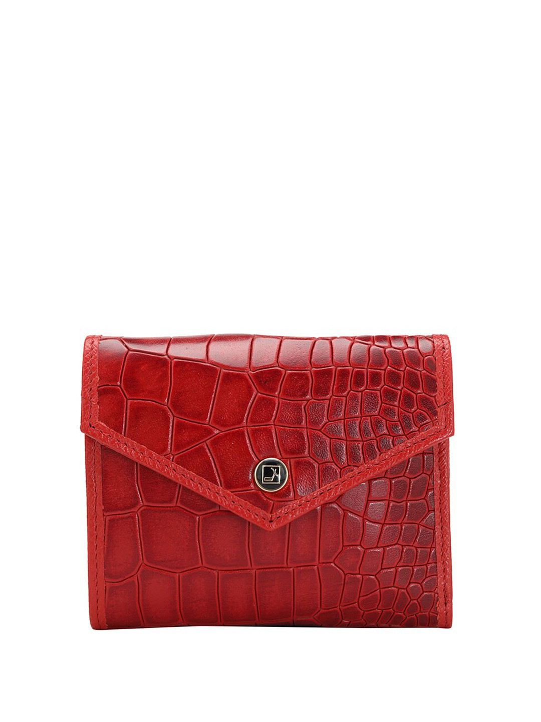 

Da Milano Women Textured Leather Two Fold Wallet, Red