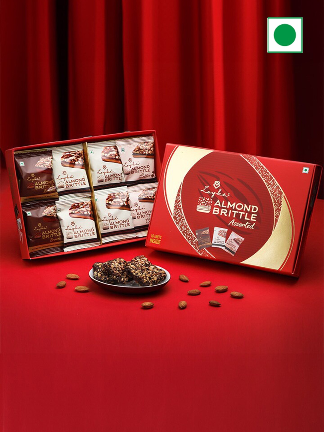 

Loyka 16 pcs Almond Brittle Assorted Regal Choco Box-272gm, Brown