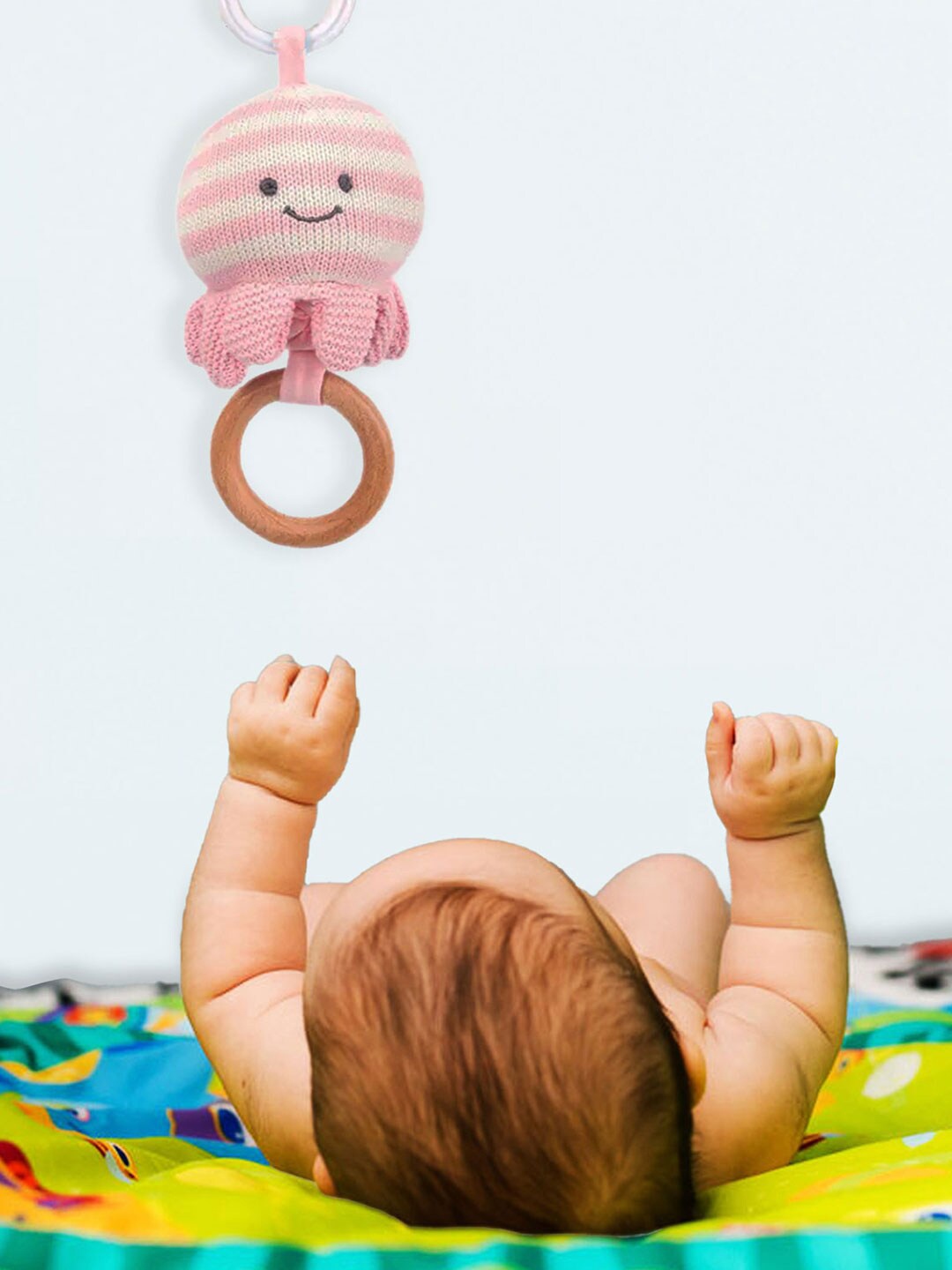 

Baby Moo Infants Kids Striped Soft Pulling Toy, Pink