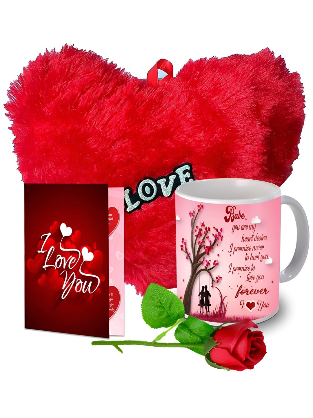 

ME & YOU Red & White 4 Pieces Printed Home Gift Set