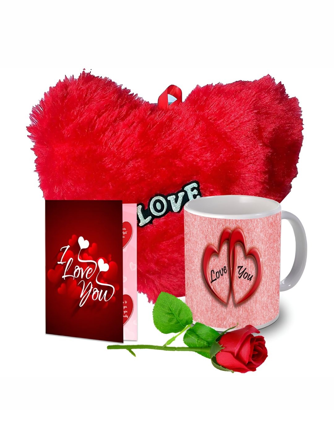 

ME & YOU Red & White 4 Pieces Ceramic Printed Home Gift Set