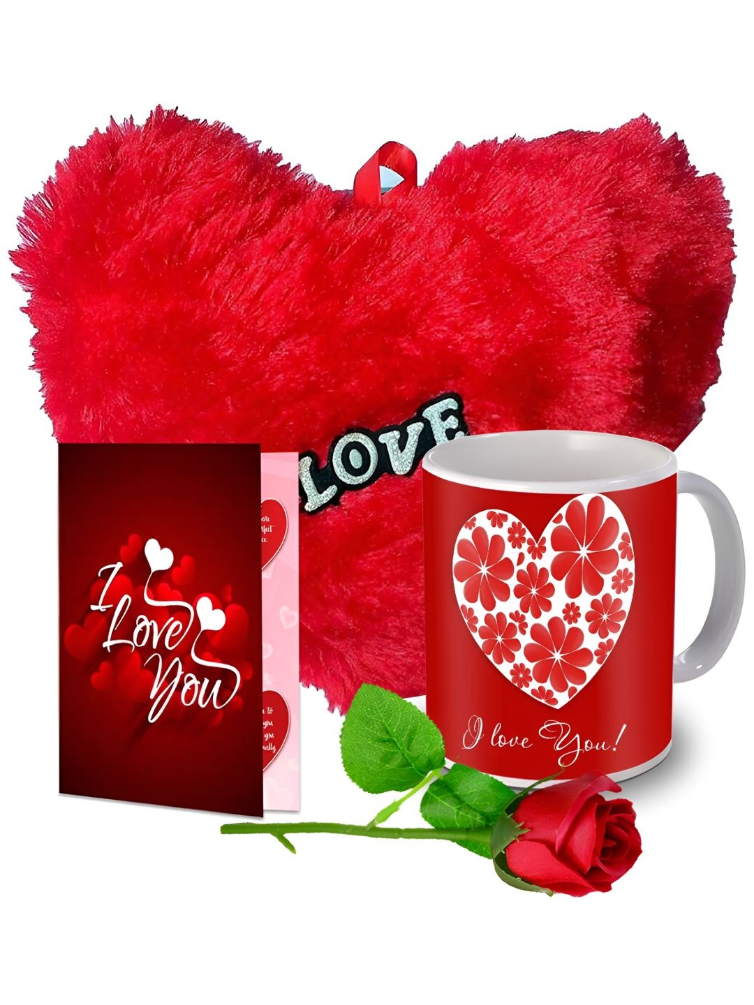 

ME & YOU Red & White 4 Pieces Ceramic Printed Home Gift Set