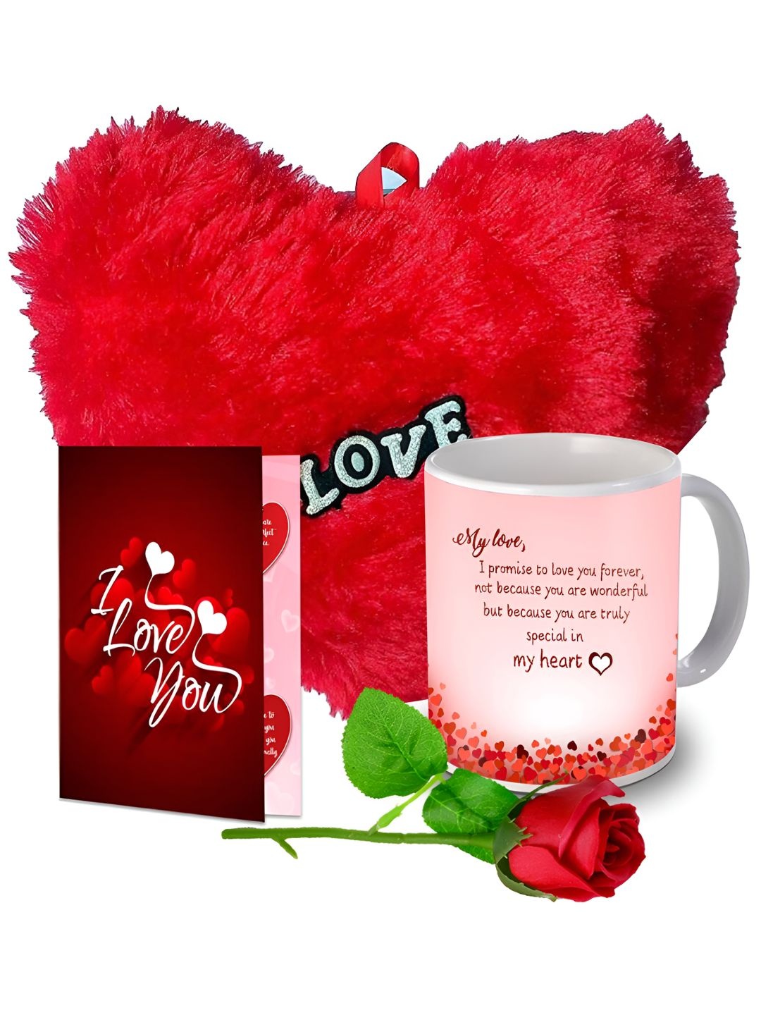 

ME & YOU Red & White 4 Pieces Ceramic Printed Home Gift Set