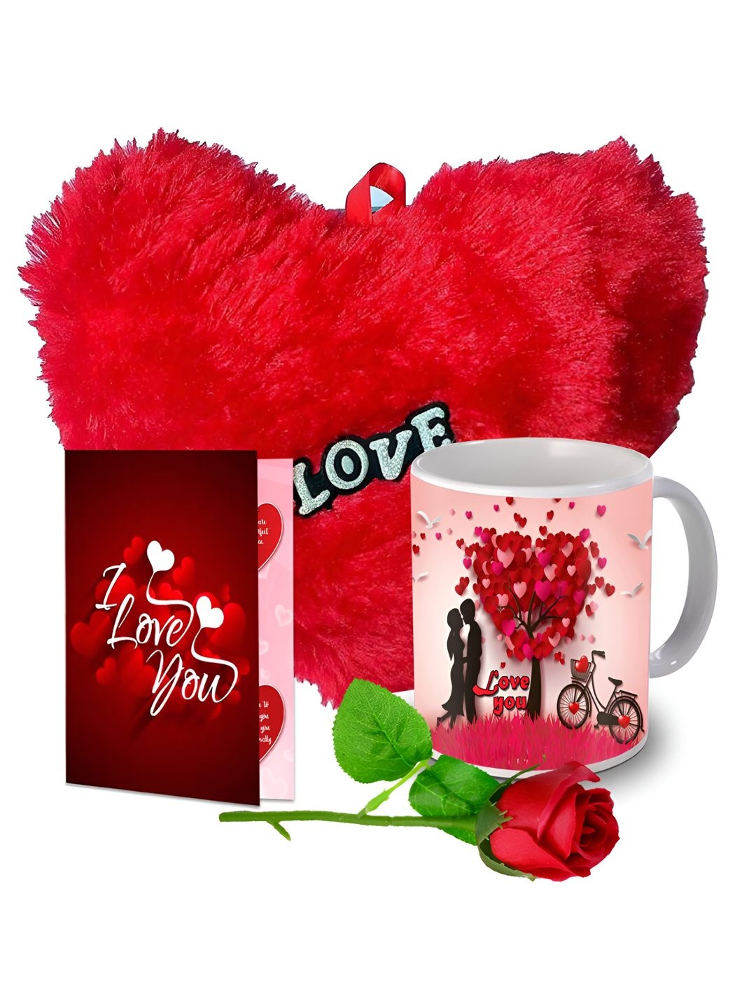 

ME & YOU Red & White 4 Pieces Ceramic Printed Home Gift Set